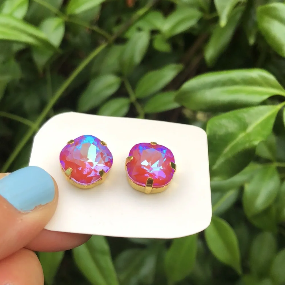 Hyacinth Aurora Borealis Crystal Earrings